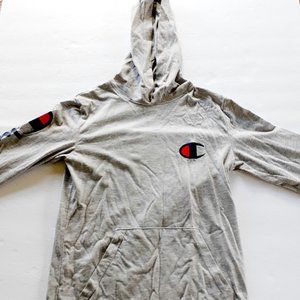 Champion Boys T-Shirt Gray Hoodie Long Sleeve Medium